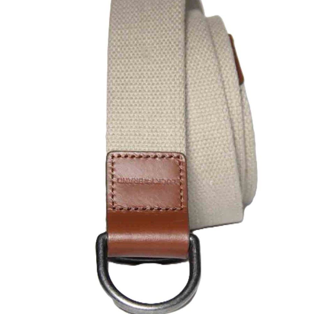 Lucky Brand Canvas and Leather Belt Metal Rings Buckle Tan Brown Men's Size 38